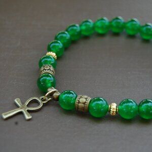 Ankh Cross Bracelet,Jade Bracelet,Ankh Jade Bracelet